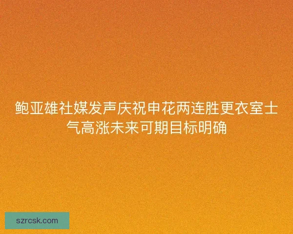 鲍亚雄社媒发声庆祝申花两连胜更衣室士气高涨未来可期目标明确