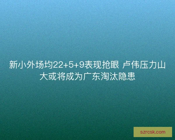 新小外场均22+5+9表现抢眼 卢伟压力山大或将成为广东淘汰隐患